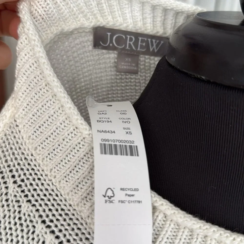 J. Crew Relaxed Cotton Crewneck Beach Lightweight White Sweater